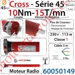 Moteur Gaviota Radio CROSS 10/15 Série 45 Fins de Courses Electroniques sans Mds