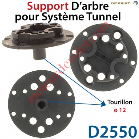 Support d'Arbre Rond Entr'axe 48 mm Avec Tourillon ø 12 mm pour Système Tunnel