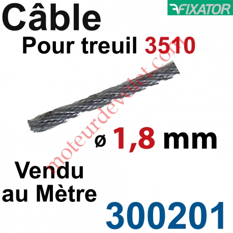 Câble Acier Diamètre 1,8 mm pour Treuil à Câble Réf.: 3510G ou 3510D