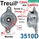Treuil à Câble ou à Cordon Sortie en Haut à Droite Force 20 Kg Maxi