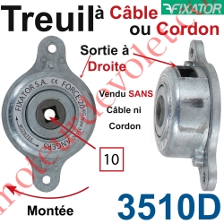 Treuil à Câble ou à Cordon Sortie en Haut à Droite Force 20 Kg Maxi