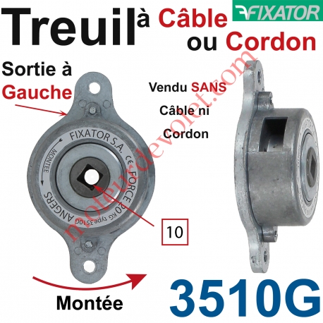 Treuil à Câble ou à Cordon Sortie en Haut à Gauche Force 20 Kg Maxi