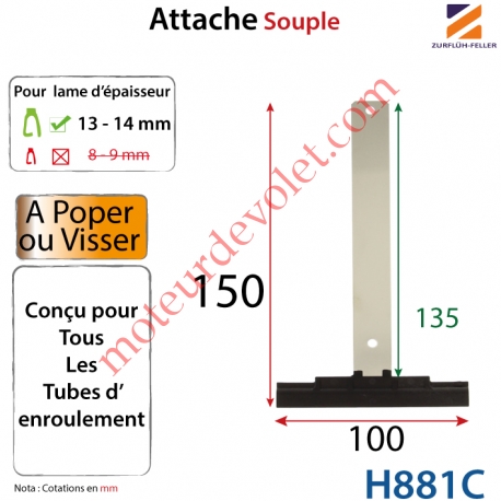 Attache Tablier Noire Longueur 150 mm à Visser pour Lame 13-14 mm d'épaisseur