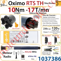Moteur Oximo 10/17 TH Rts (Tête Etroite) LT 50 sans Mds