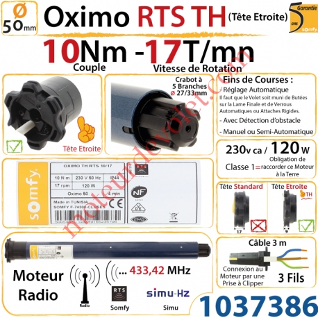 Moteur Oximo 10/17 TH Rts (Tête Etroite) LT 50 sans Mds