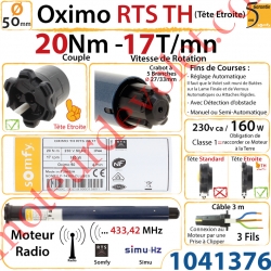 Moteur Oximo 20/17 TH Rts (Tête Etroite) LT 50 sans Mds