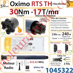 Moteur Oximo 30/17 TH Rts (Tête Etroite) LT 50 sans Mds