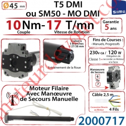 Moteur Filaire Avec Mds T5 Dmi ou SM50-MO Dmi 10/17 Avec FdC à Réglage Progressif