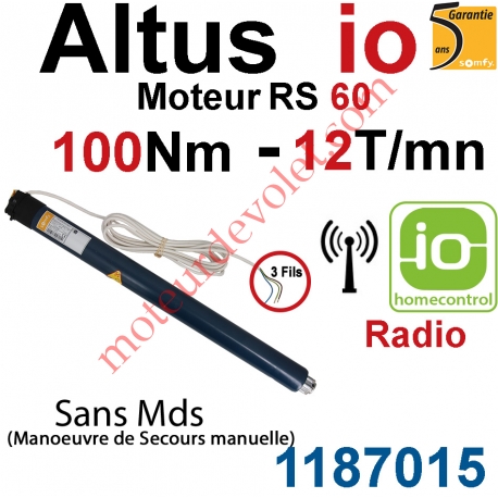 Moteur Altus 100/12 io Radio Home Control RS 60 sans Mds Avec Anneau d'Arrêt Avec Verrouillage 9910002