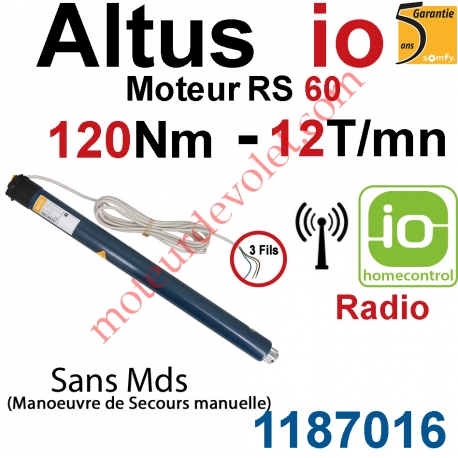 Moteur Altus 120/12 io Radio Home Control RS 60 sans Mds Avec Anneau d'Arrêt Avec Verrouillage 9910002