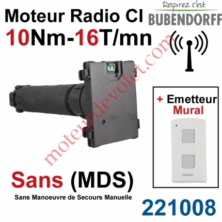 Moteur Bubendorff Radio CI 10 Nm sans Mds et son Emetteur Mural