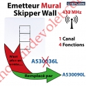 Emetteur Mural Cherubini Skipper Wall 433 MHz 1 Canal 4 Fonctions Avec Cadre Blanc,remplacé par la Réf A530090L