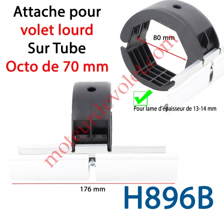 Attache Directe Avec Bague pour Volet Lourd sur Tube Octo 70 en Lames 13-14 mm d'épaisseur
