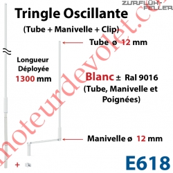 Tringle Oscillante Lg 1300 Blanche avec Manivelle - Uniquement en enlèvement sur place (Dépt 93)