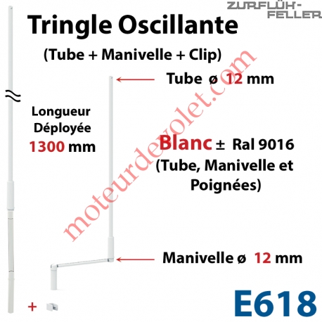 Tringle Oscillante Lg 1300 Blanche avec Manivelle - Uniquement en enlèvement sur place (Dépt 93)