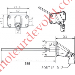 Double Cardan Large 79,6 x 47,3 mm ø 12 Femelle Hexa7 Mâle Lg 585 mm Zamac Laqué Blanc