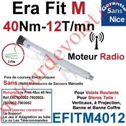Moteur Nice Radio Era Fit M 40/12 Av FdC Electro & Fréquence 433,92MHz Rolling Code M 50