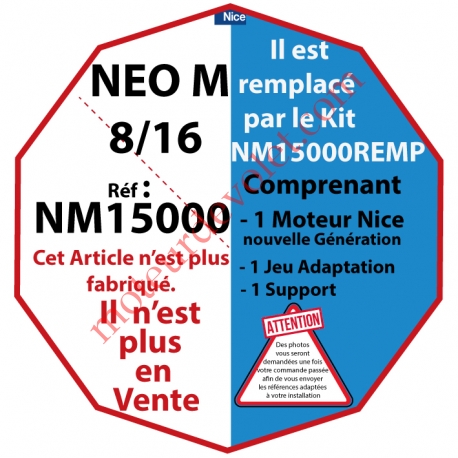 Moteur Nice Filaire Néo M 8/16 M 50  remplacé par KIT NM15000REMP