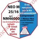 Moteur Nice Filaire Néo M 25/16 M 50 rempacé par NM46000REMP