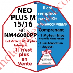 Moteur NéoPlus M 25/16 Radio 433,92MHz Rolling Code M 50 remplacé par KIT  NM46000PPREMP