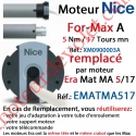 Moteur Nice Radio For-Max A 5/17 Av FdC Electro & Fréquence 433,92MHz Rolling Code M 50, Remplacé par EMATMA517