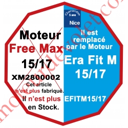 Moteur Nice Radio Free-Max 15/17 Av FdC Electro & Fréquence 433,92MHz Rolling Code M 50, Remplacé par EFITM1517