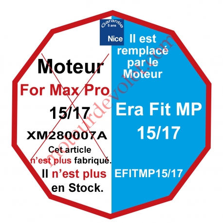 Moteur Nice Radio For-Max-Pro 15/17 Av FdC Electro & Fréquence 433,92MHz Rolling Code M 50, Remplacé par EFITMP1517