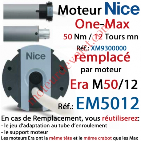 Moteur Nice Filaire One Max 50/12 Av FdC Manuels M 50, Remplacé par EM5012