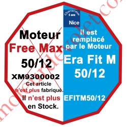 Moteur Nice Radio Free-Max 50/12 Av FdC Electro & Fréquence 433,92MHz Rolling Code M 50, Remplacé par EFITM5012
