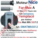 Moteur Nice Radio For-Max A 50/12 Av FdC Electro & Fréquence 433,92MHz Rolling Code M 50, Remplacé par EMATMA5012