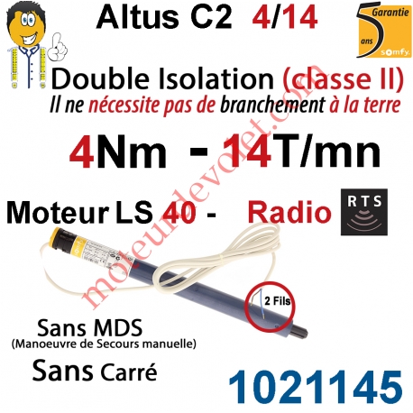 Moteur Altus C2 4/14 Rts Sans Carré LS 40 sans Mds Double Isolation Classe II