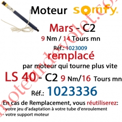 Moteur Mars C2 9/14 Sans Carré LS 40 sans Mds Double Isolation Classe II