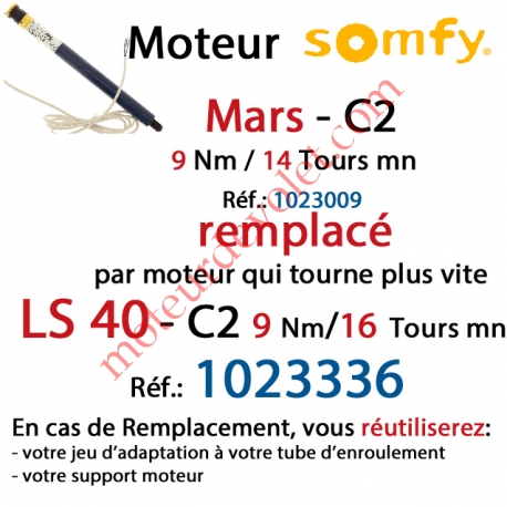 Moteur Mars C2 9/14 Sans Carré LS 40 sans Mds Double Isolation Classe II