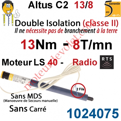 Moteur Altus C2 13/8 Rts Sans Carré LS 40 sans Mds Double Isolation Classe II