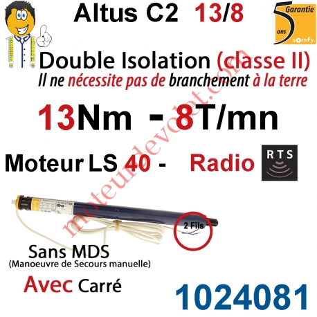 Moteur Altus C2 13/8 Rts Avec Carré 10 LS 40 sans Mds Double Isolation Classe II