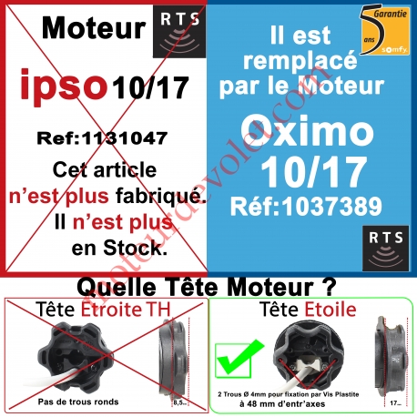  Moteur Ipso 10/17 Rts ou Rts2 LT 50 sans Mds Remplacé par la Réf 1037389