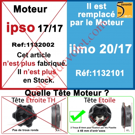 Moteur Somfy Ipso 17/17 LT 50