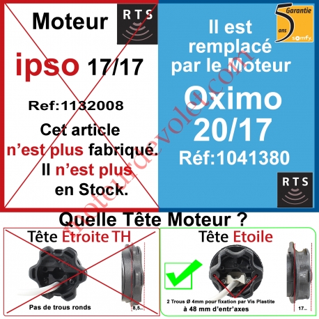 Moteur Ipso 17/17 Rts ou Rts2 LT 50 sans Mds remplacé par 1041380