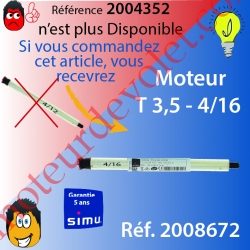 Moteur Filaire Avec FdC à Réglage Progressif 4/12 sans Carré T3,5 sans Mds, remplacé par le 4/16
