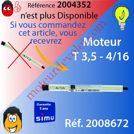 Moteur Filaire Avec FdC à Réglage Progressif 4/12 sans Carré T3,5 sans Mds, remplacé par le 4/16
