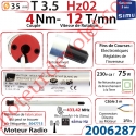 Moteur Radio Simu Hz02 4/12 Rts Sans Carré T3,5 sans Mds Double Isolation Classe II Sans Fil de Terre
