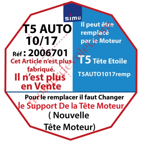 Moteur Filaire Electronique T5 Auto 10/17 Réglage Automatique des FdC sans Mds,remplacé par T5AUTO1017REMP