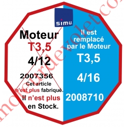 Moteur Filaire Avec FdC à Réglage Automatique sur Butées Mécaniques 4/12 sans Carré T3,5 sans Mds