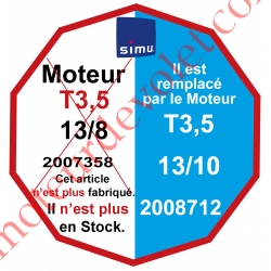 Moteur Filaire Avec FdC à Réglage Automatique sur Butées Mécaniques 13/8 sans Carré T3,5 sans Mds