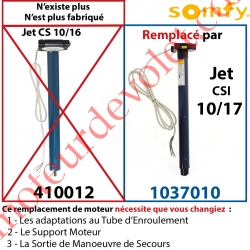 Moteur Jet Cs 10/16 LT 50 Avec Manoeuvre de Secours Manuelle en Carré 8 mm