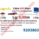 Câble H05VVF Blanc 3 x 0.75 mm² lg 5,00 m Avec Prise Marron ou Grise pour Moteur LT Rts ou io