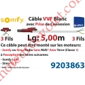 Câble H05VVF Blanc 3 x 0.75 mm² lg 5,00 m Avec Prise Marron ou Grise pour Moteur LT Rts ou io