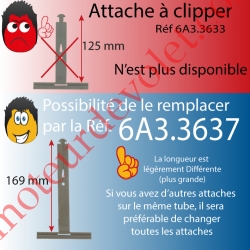 Attache Tablier à Cliper sur Tube avec fentes de 10x2,5 mm Ergot 16 mm Laqué Gris pour Lames de 8-9 mm Long 130 mm